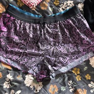 Patterned Purple and Black Shorts